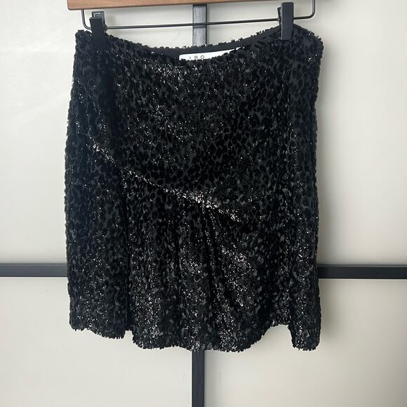 IRO Irita Leopard Burnout Black Skirt Size 38 (US 6) - Picture 1 of 6